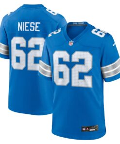 Men's Detroit Lions Michael Niese Blue Team Game Jersey JS4414 nicesnker