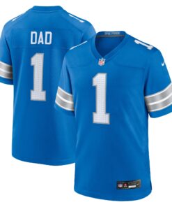 Men's Detroit Lions Number 1 Dad Blue Game Jersey JS2424 nicesnker