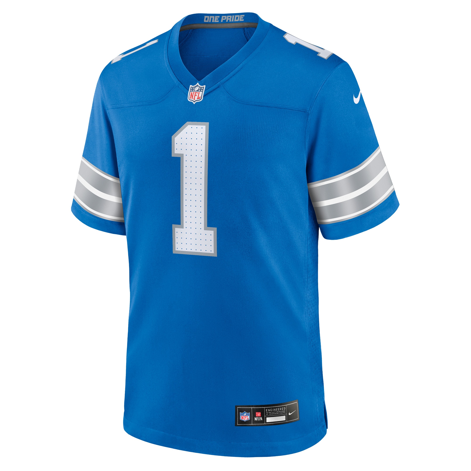 Men's Detroit Lions Number 1 Groom Blue Game Jersey JS3498 nicesnker - Image 2