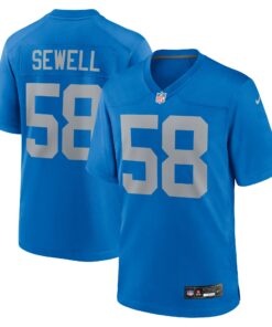 Men's Detroit Lions Penei Sewell Blue Alternate Game Jersey JS5960 nicesnker