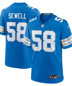 Men's Detroit Lions Penei Sewell Blue Game Jersey JS1402 nicesnker