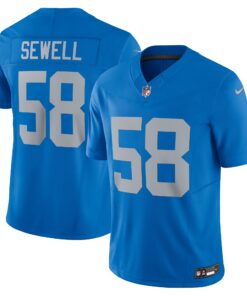 Men's Detroit Lions Penei Sewell Blue Vapor F.U.S.E. Alternate Limited Jersey JS4319 nicesnker