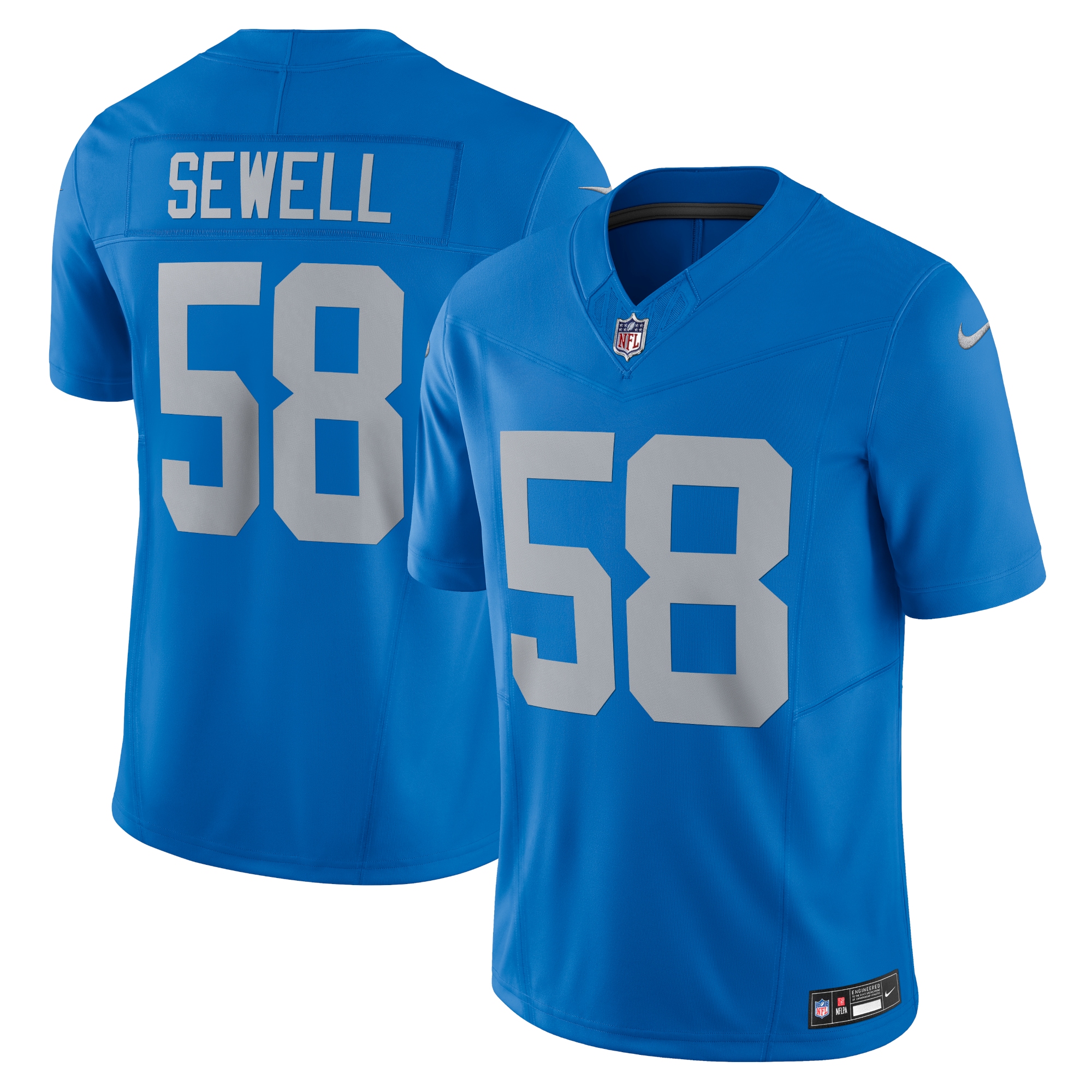 Men's Detroit Lions Penei Sewell Blue Vapor F.U.S.E. Alternate Limited Jersey JS4319 nicesnker