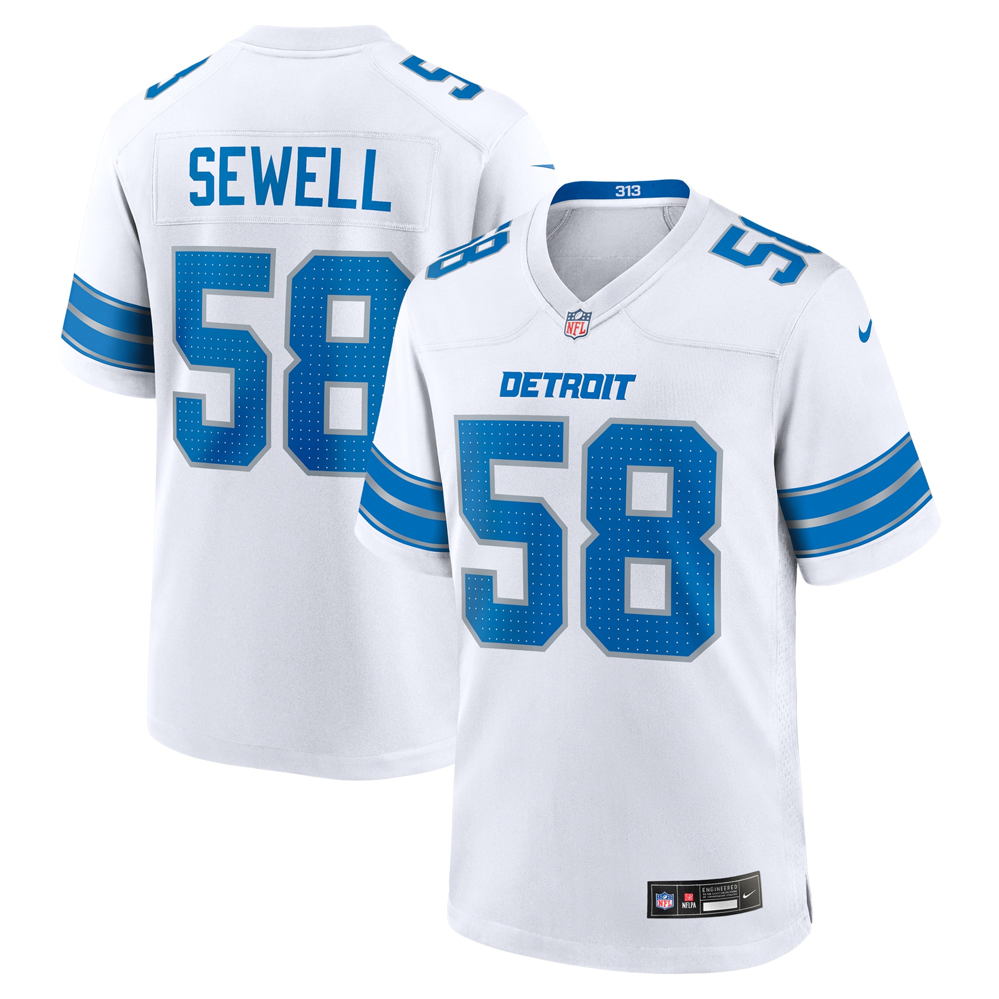 Men's Detroit Lions Penei Sewell White Game Jersey JS5039 nicesnker