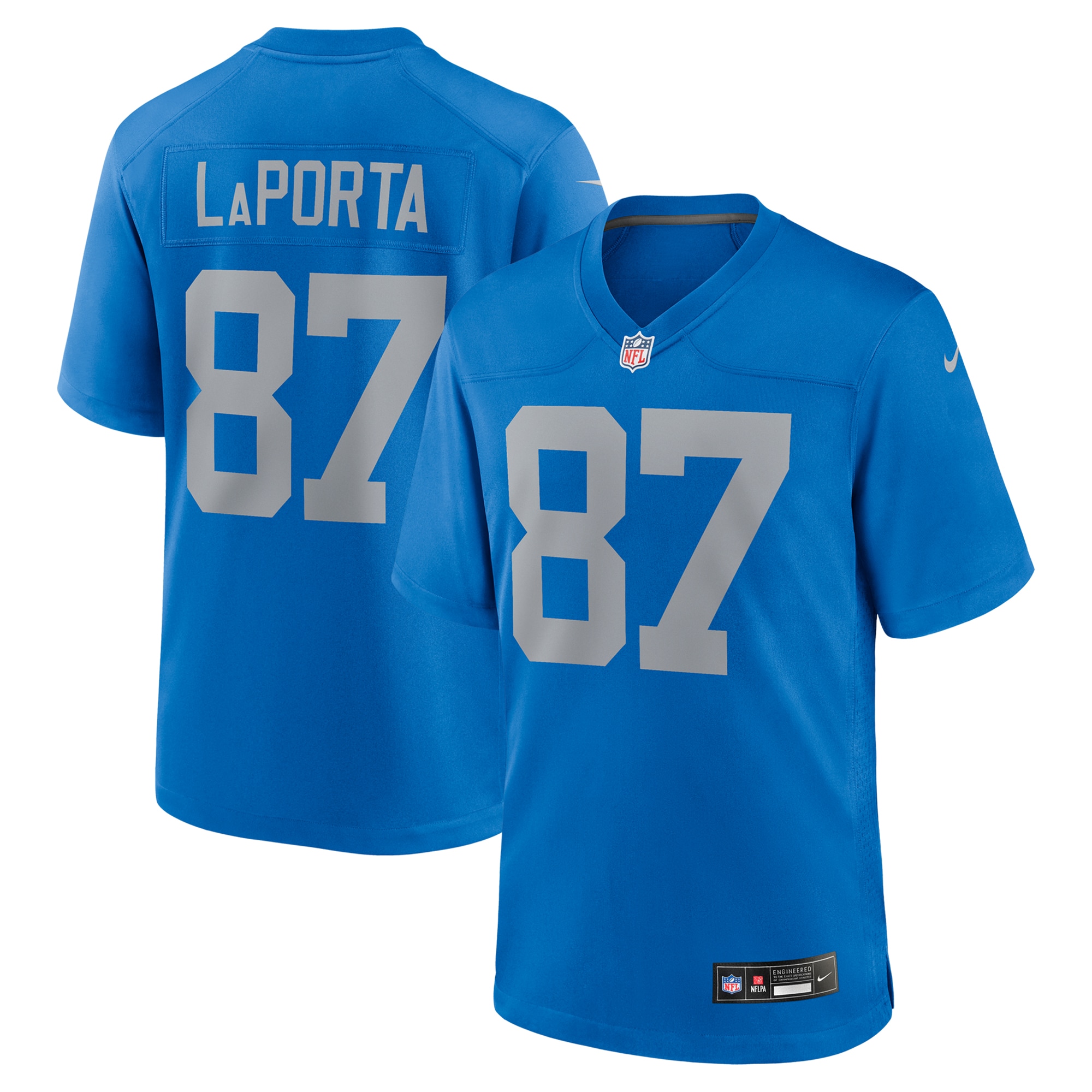 Men's Detroit Lions Sam LaPorta Blue Alternate Game Jersey JS4815 nicesnker
