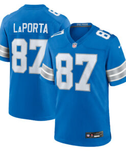 Men's Detroit Lions Sam LaPorta Blue Game Jersey JS5779 nicesnker