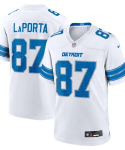 Men's Detroit Lions Sam LaPorta White White Game Jersey JS9324 nicesnker