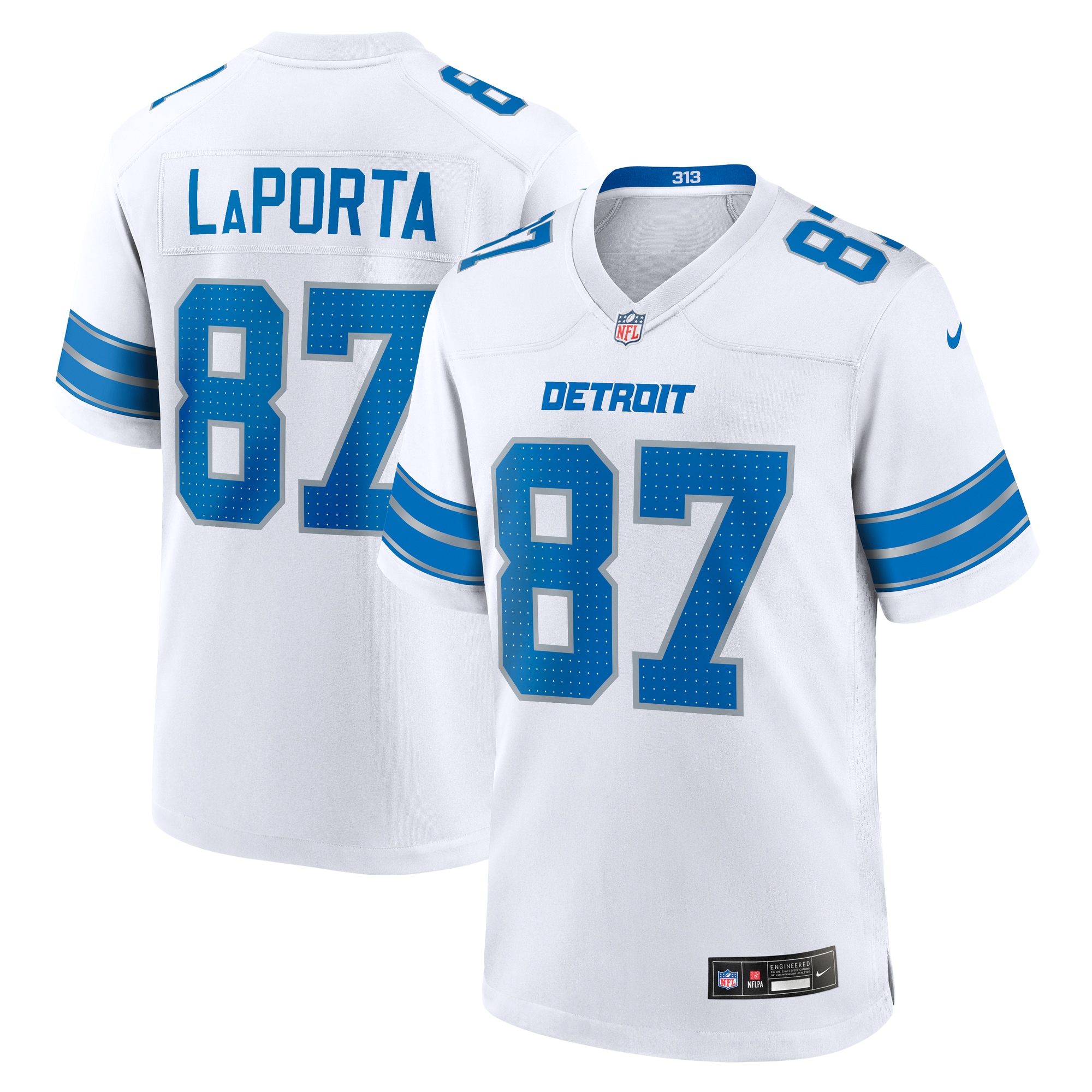 Men's Detroit Lions Sam LaPorta White White Game Jersey JS9324 nicesnker