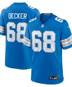 Men's Detroit Lions Taylor Decker Blue Team Game Jersey JS4478 nicesnker