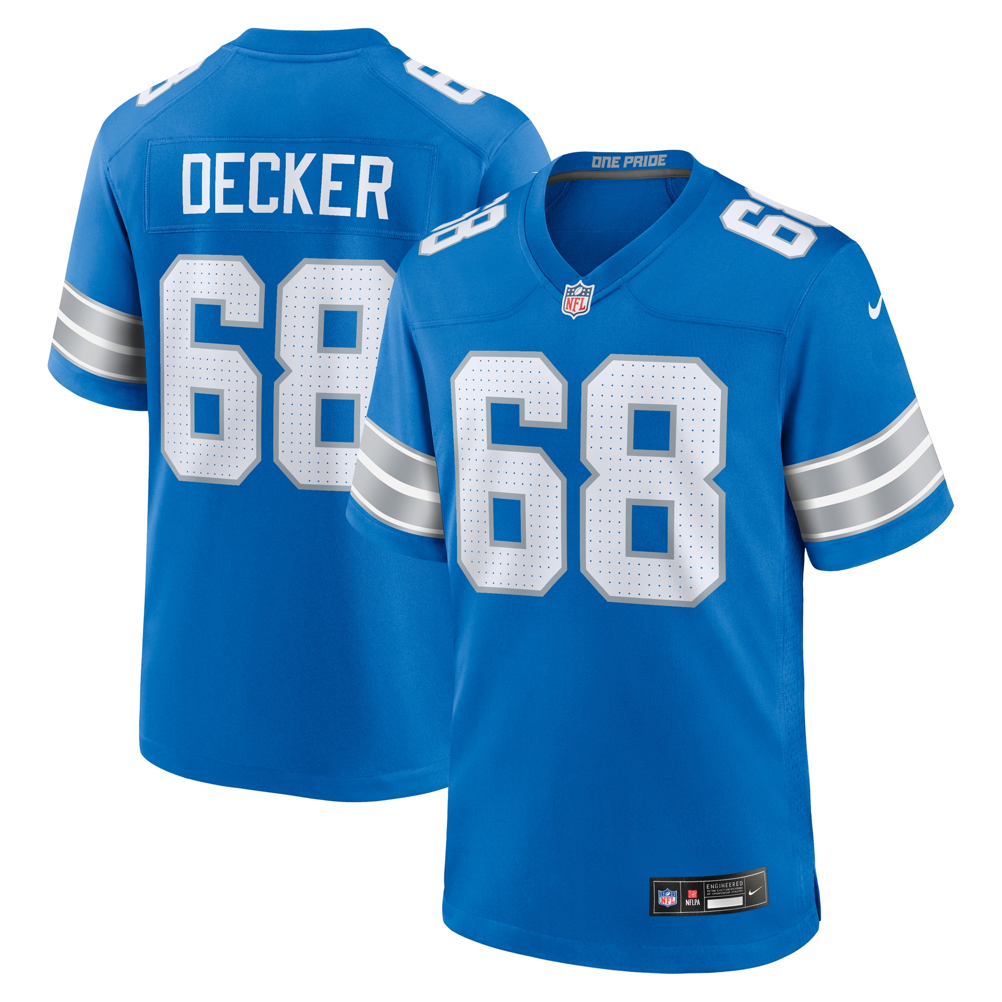 Men's Detroit Lions Taylor Decker Blue Team Game Jersey JS4478 nicesnker