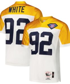 Men's Green Bay Packers 1994 Reggie White Mitchell & Ness White Throwback Retired Player Jersey JS7964 nicesnker