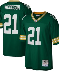 Men's Green Bay Packers Charles Woodson Mitchell & Ness Green Legacy Jersey JS5134 nicesnker