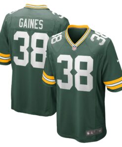 Men's Green Bay Packers Innis Gaines Green Game Jersey JS7876 nicesnker