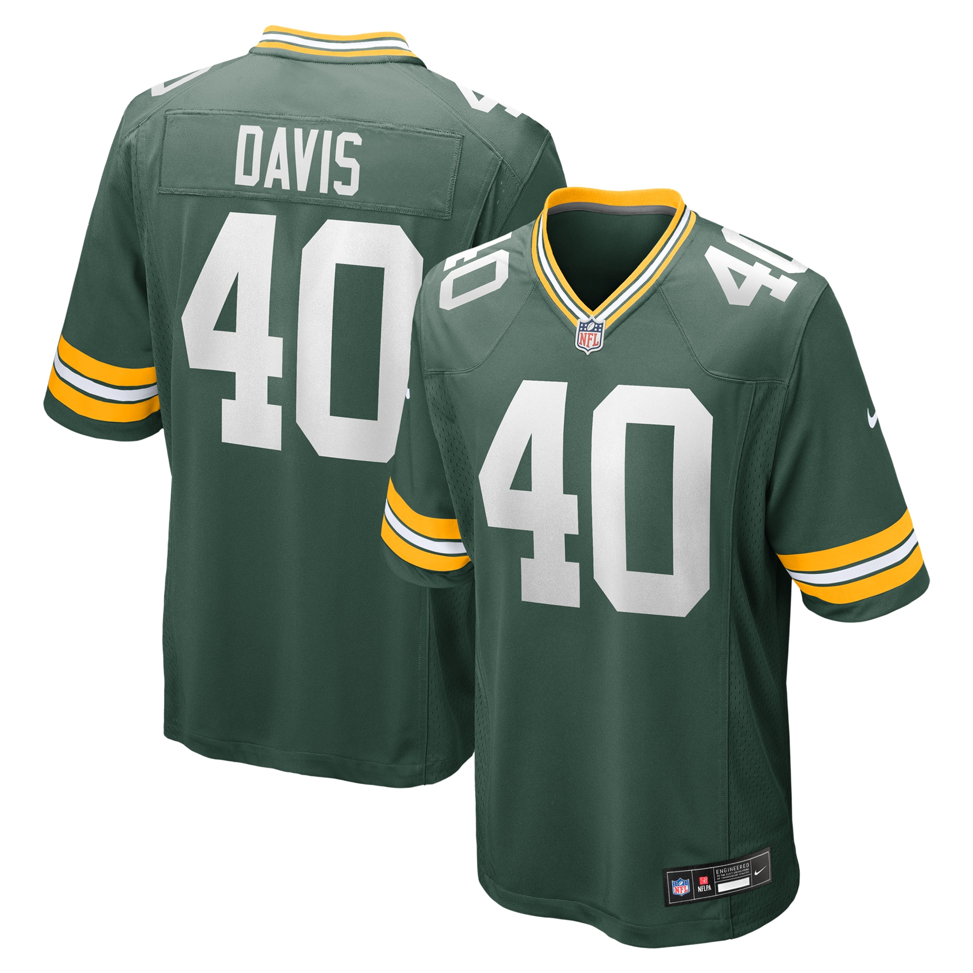 Men's Green Bay Packers LJ Davis Green Game Jersey JS6337 nicesnker
