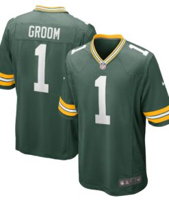 Men's Green Bay Packers Number 1 Groom Green Game Jersey JS7650 nicesnker