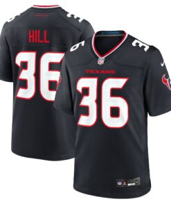 Men's Houston Texans Brandon Hill Navy Team Game Jersey JS9856 nicesnker