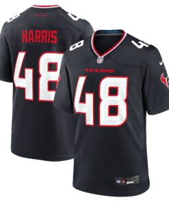 Men's Houston Texans Christian Harris Navy Team Game Jersey JS9044 nicesnker