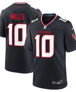 Men's Houston Texans Davis Mills Navy Team Game Jersey JS6047 nicesnker