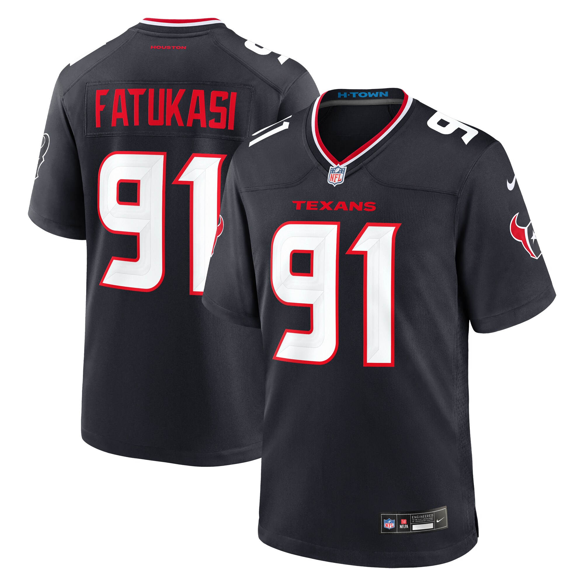 Men's Houston Texans Folorunso Fatukasi Navy Team Game Jersey JS6385 nicesnker