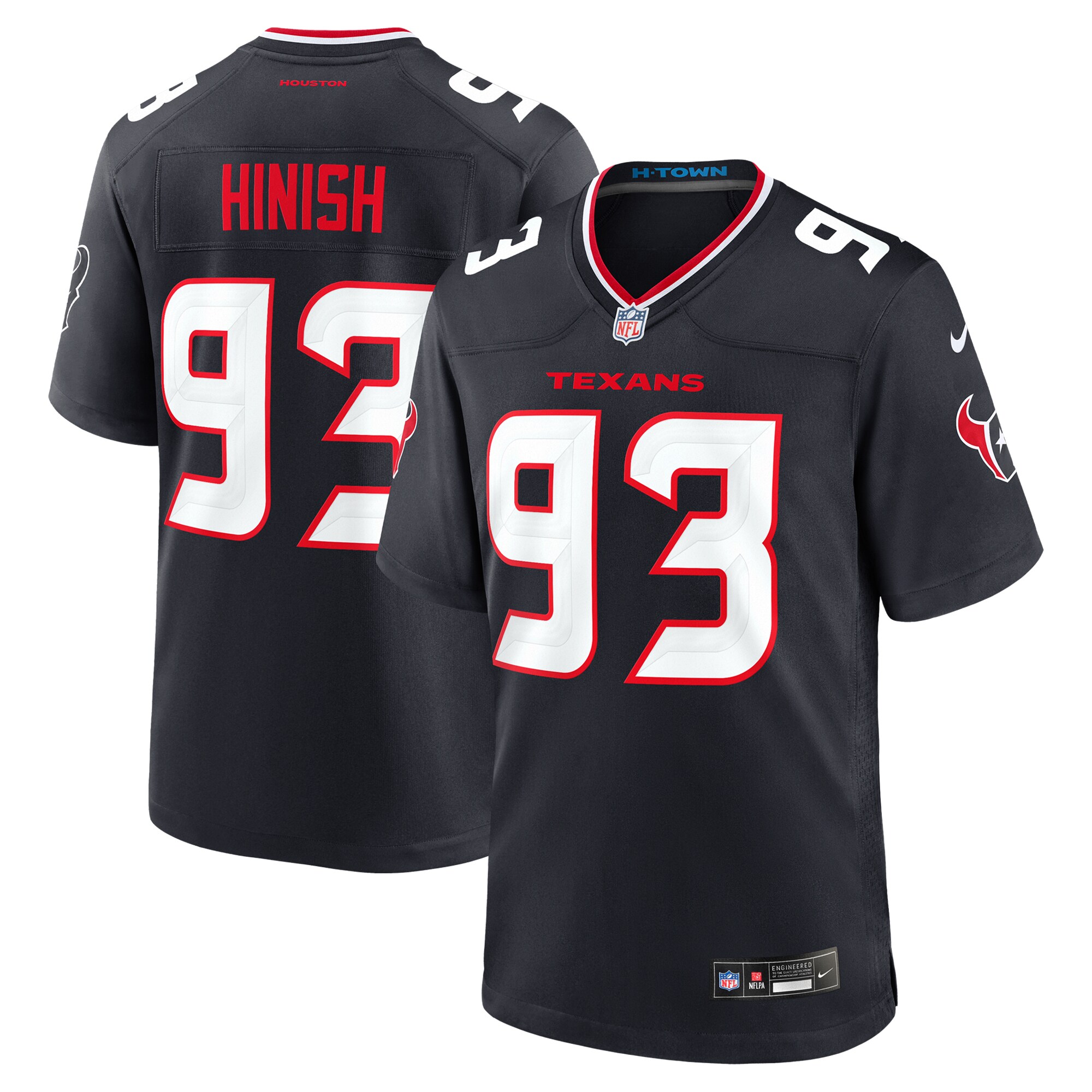 Men's Houston Texans Kurt Hinish Navy Team Game Jersey JS7925 nicesnker