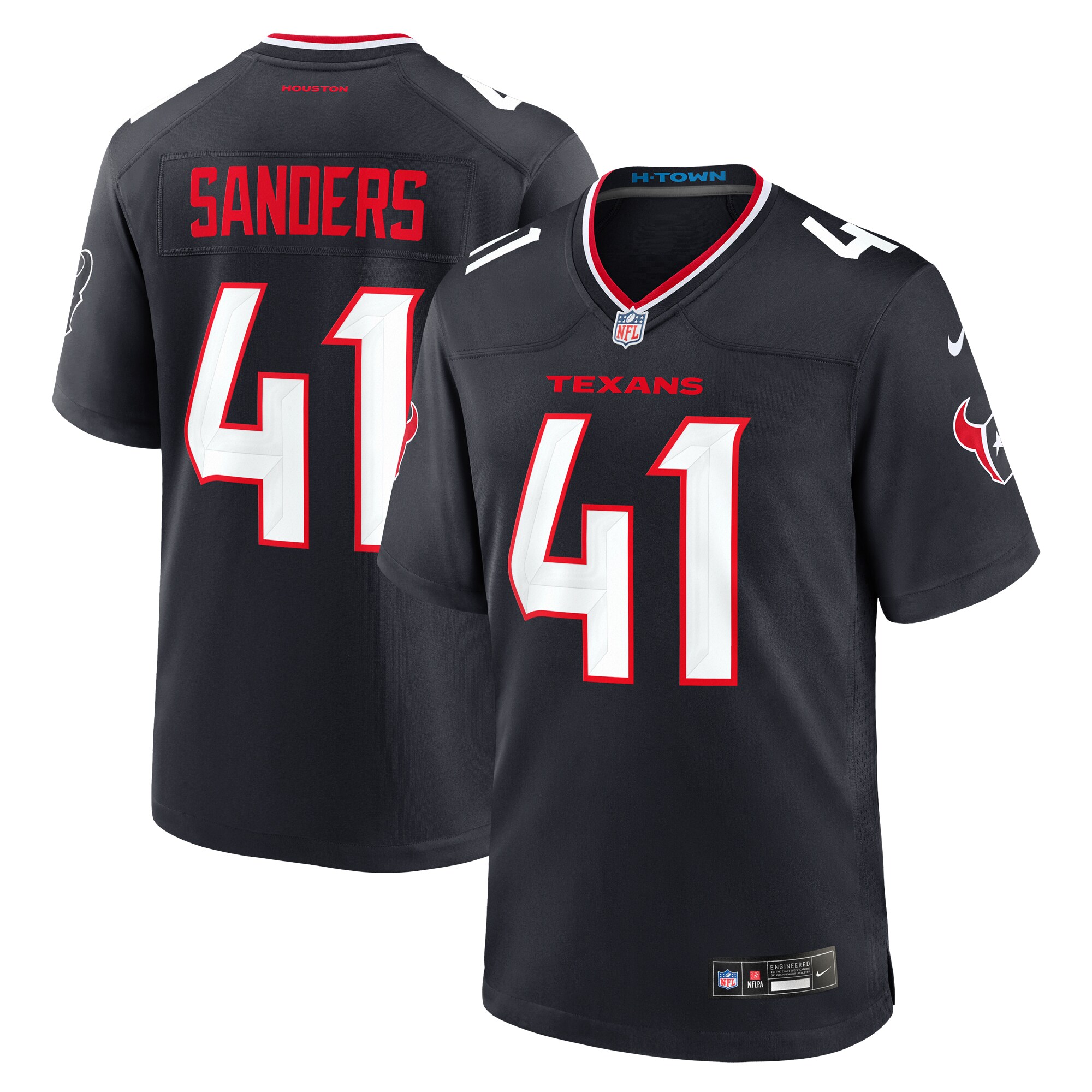 Men's Houston Texans Myjai Sanders Navy Team Game Jersey JS4161 nicesnker