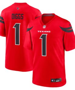 Men's Houston Texans Stefon Diggs Red Alternate Game Jersey JS8575 nicesnker