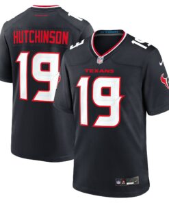 Men's Houston Texans Xavier Hutchinson Navy Team Game Jersey JS5526 nicesnker