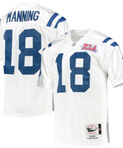 Men's Indianapolis Colts 2006 Peyton Manning Mitchell & Ness White Throwback Retired Player Jersey JS5661 nicesnker