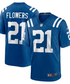 Men's Indianapolis Colts Dallis Flowers Royal Game Jersey JS1641 nicesnker