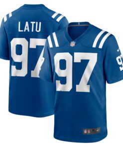 Men's Indianapolis Colts Laiatu Latu Royal Player Game Jersey JS6242 nicesnker