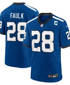 Men's Indianapolis Colts Marshall Faulk Royal Indiana Nights Alternate Game Jersey JS8932 nicesnker
