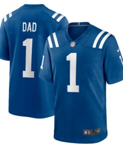 Men's Indianapolis Colts Number 1 Dad Royal Game Jersey JS3587 nicesnker