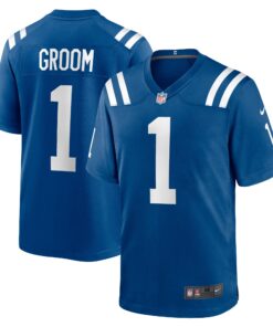 Men's Indianapolis Colts Number 1 Groom Royal Game Jersey JS7320 nicesnker