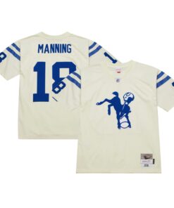 Men's Indianapolis Colts Peyton Manning Mitchell & Ness Cream Chainstitch Legacy Jersey JS5232 nicesnker
