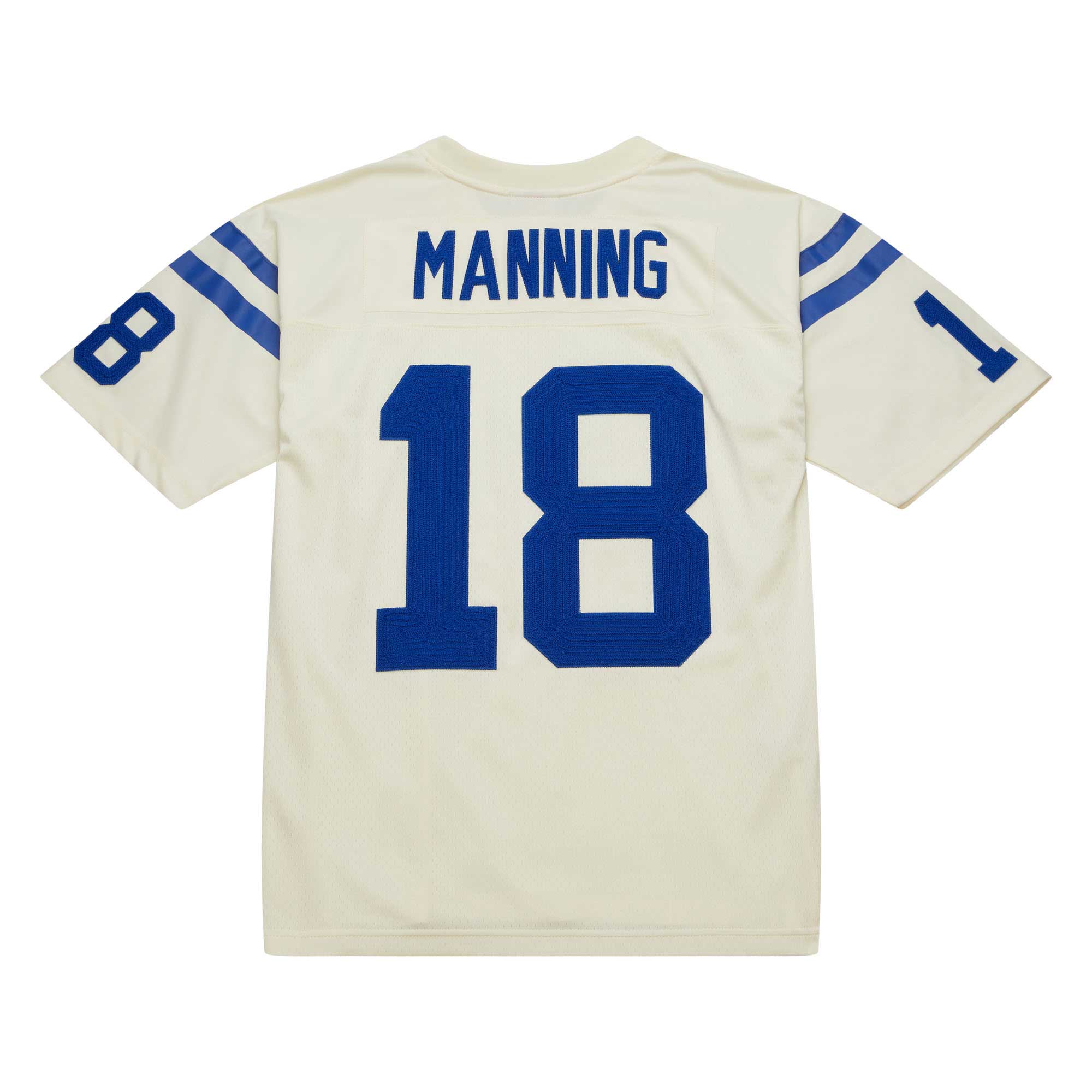 Men's Indianapolis Colts Peyton Manning Mitchell & Ness Cream Chainstitch Legacy Jersey JS5232 nicesnker - Image 3
