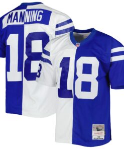 Men's Indianapolis Colts Peyton Manning Mitchell & Ness Royal/White 1998 Split Legacy Jersey JS1562 nicesnker