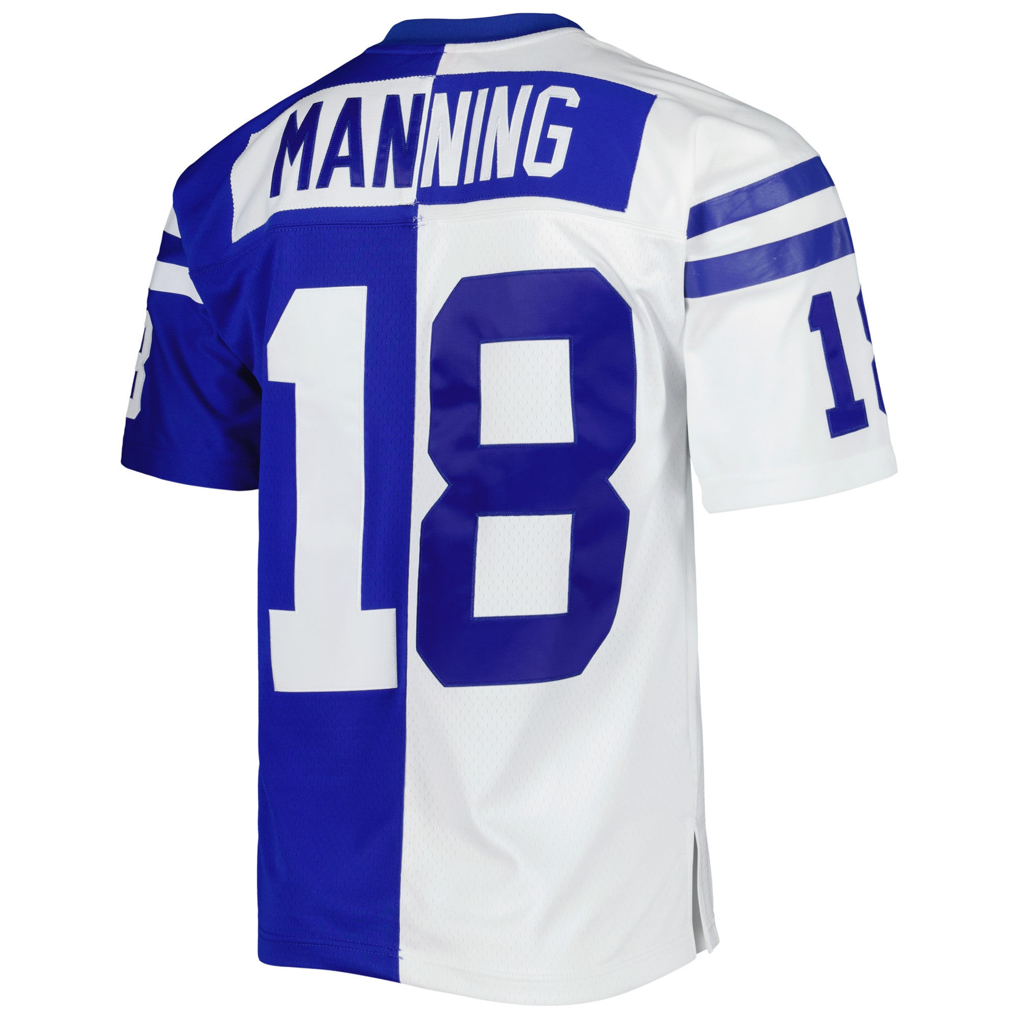 Men's Indianapolis Colts Peyton Manning Mitchell & Ness Royal/White 1998 Split Legacy Jersey JS1562 nicesnker - Image 3