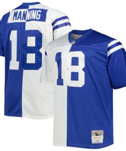 Men's Indianapolis Colts Peyton Manning Mitchell & Ness White/Royal Big & Tall Split Legacy Retired Player Jersey JS9084 nicesnker