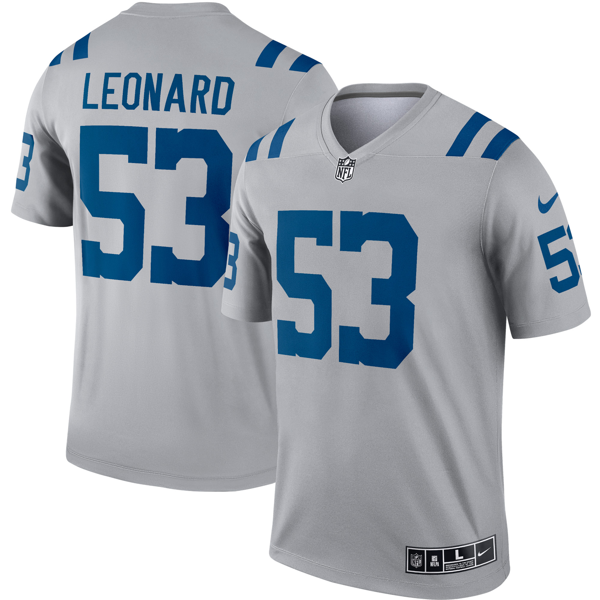 Men's Indianapolis Colts Shaquille Leonard Gray Inverted Legend Player Performance Top JS1285 nicesnker