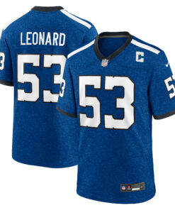 Men's Indianapolis Colts Shaquille Leonard Royal Indiana Nights Alternate Game Jersey JS9422 nicesnker