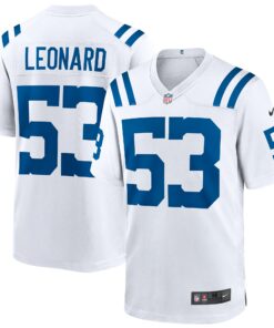 Men's Indianapolis Colts Shaquille Leonard White Game Player Jersey JS8553 nicesnker