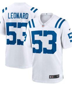 Men's Indianapolis Colts Shaquille Leonard White Player Game Jersey JS5456 nicesnker
