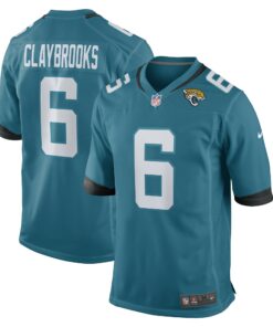 Men's Jacksonville Jaguars Chris Claybrooks Teal Game Player Jersey JS4490 nicesnker