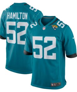 Men's Jacksonville Jaguars DaVon Hamilton Teal Game Jersey JS6466 nicesnker