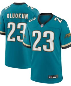 Men's Jacksonville Jaguars Foye Oluokun Teal Prowler Throwback Player Game Jersey JS1186 nicesnker
