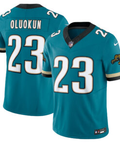 Men's Jacksonville Jaguars Foye Oluokun Teal Prowler Throwback Vapor F.U.S.E. Limited Jersey JS6410 nicesnker