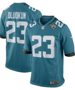 Men's Jacksonville Jaguars Foyesade Oluokun Teal Game Player Jersey JS5196 nicesnker