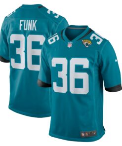 Men's Jacksonville Jaguars Jake Funk Teal Team Game Jersey JS9952 nicesnker