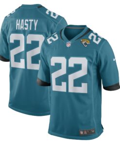 Men's Jacksonville Jaguars Jamycal Hasty Teal Game Player Jersey JS3448 nicesnker