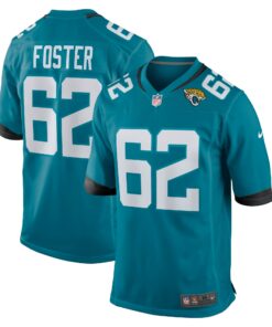 Men's Jacksonville Jaguars Javon Foster Teal Team Game Jersey JS4226 nicesnker